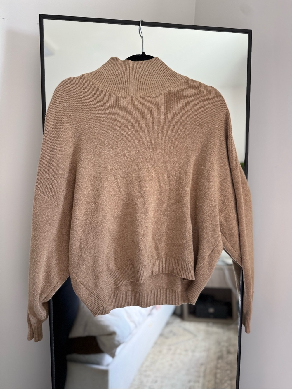 Abercrombie & Fitch Cozy Mock Neck Sweater in Camel